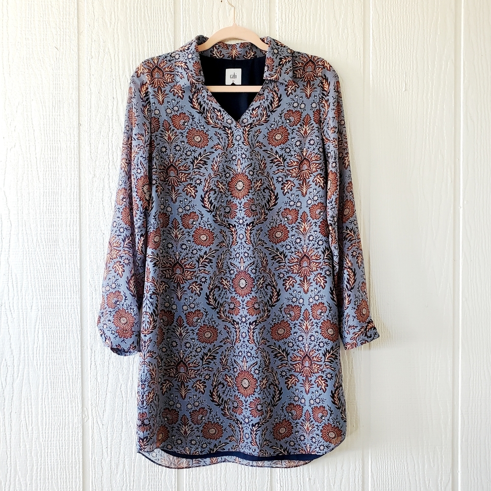 Cabi Provincial Boho Floral V Neck Sheer Long Sleeves Style # 3295 Lined…